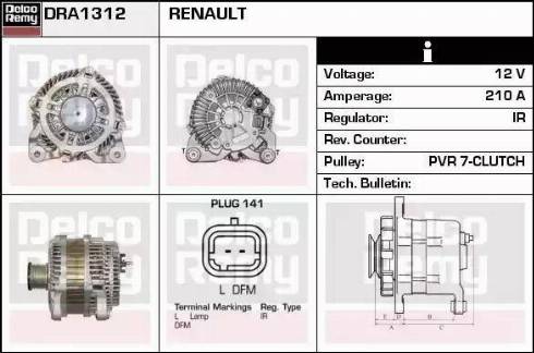 Remy DRA1312 - Генератор autocars.com.ua