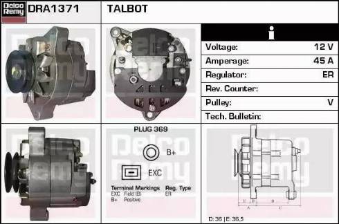 Remy DRA1371 - Генератор autocars.com.ua