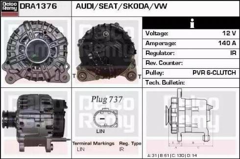 Remy DRA1376 - Генератор autocars.com.ua