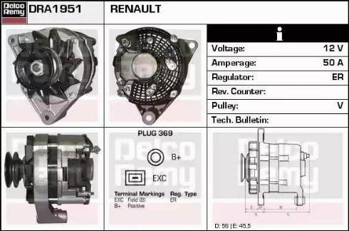 Remy DRA1951 - Генератор avtokuzovplus.com.ua