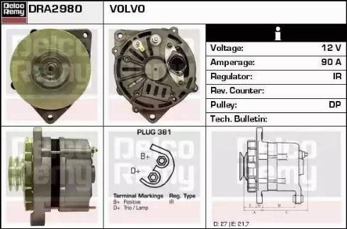 Remy DRA2980 - Генератор autocars.com.ua