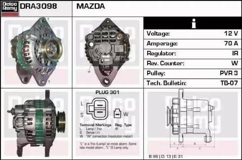 Remy DRA3098 - Генератор autocars.com.ua