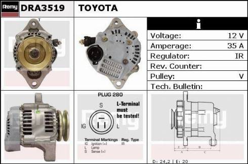 Remy DRA3519 - Генератор autocars.com.ua