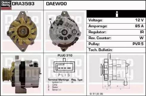 Remy DRA3593 - Генератор autocars.com.ua