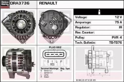 Remy DRA3736 - Генератор autocars.com.ua