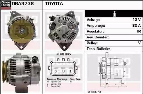 Remy DRA3738 - Генератор autocars.com.ua