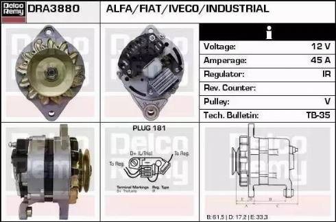 Remy DRA3880 - Генератор autocars.com.ua