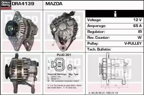 Remy DRA4139 - Генератор autocars.com.ua