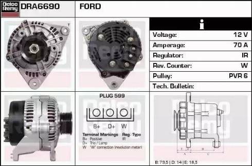 Remy DRA6690 - Генератор autocars.com.ua