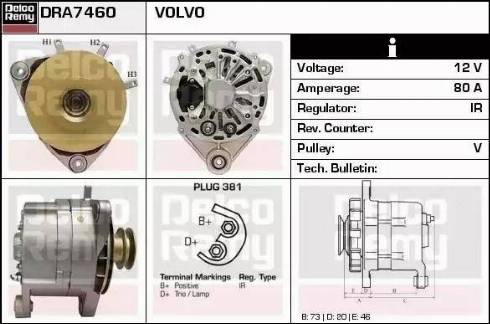 Remy DRA7460 - Генератор autocars.com.ua