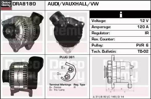 Remy DRA8180 - Генератор autocars.com.ua