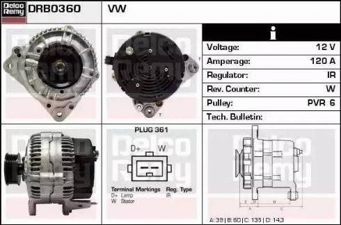 Remy DRB0360 - Генератор autocars.com.ua