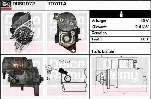 Remy DRS0072 - Стартер autocars.com.ua