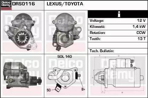 Remy DRS0116 - Стартер autocars.com.ua