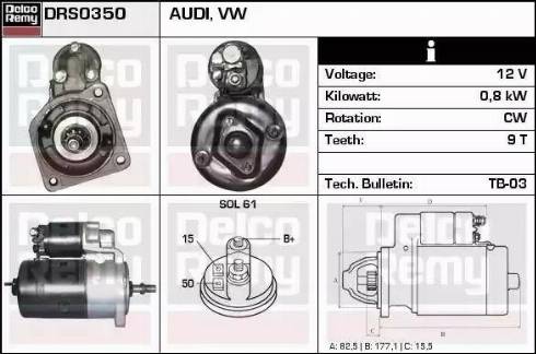 Remy DRS0350 - Стартер autocars.com.ua