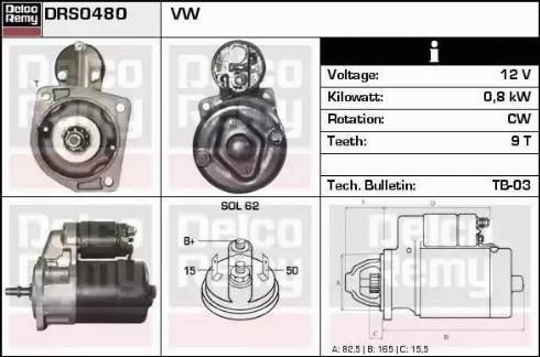 Remy DRS0480 - Стартер autocars.com.ua