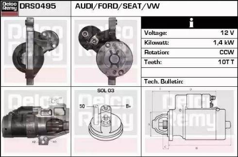 Remy DRS0495 - Стартер autocars.com.ua