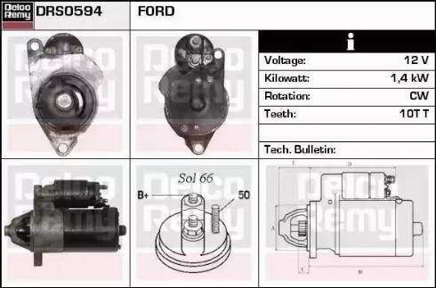 Remy DRS0594 - Стартер autocars.com.ua