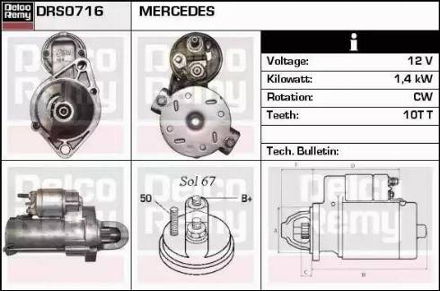 Remy DRS0716 - Стартер autocars.com.ua