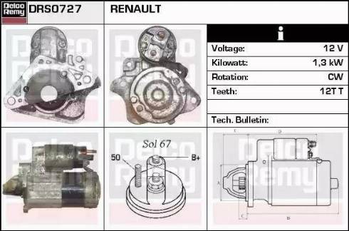 Remy DRS0727 - Стартер autocars.com.ua