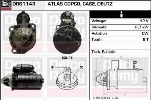 Remy DRS1143 - Стартер autocars.com.ua