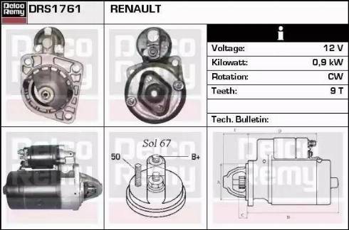 Remy DRS1761 - Стартер autocars.com.ua