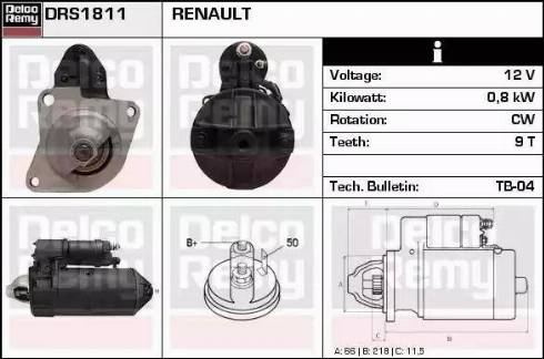 Remy DRS1811 - Стартер autocars.com.ua