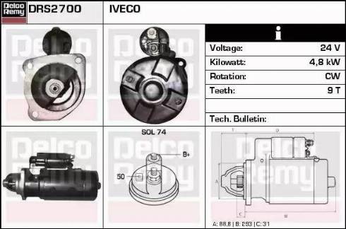 Remy DRS2700 - Стартер autocars.com.ua