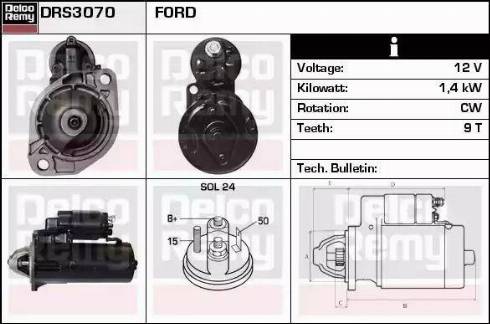 Remy DRS3070 - Стартер autocars.com.ua