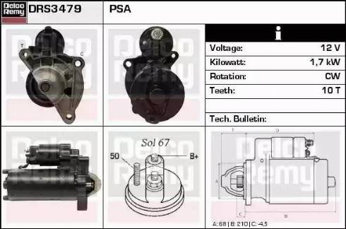 Remy DRS3479 - Стартер autocars.com.ua