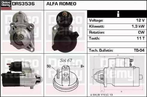 Remy DRS3536 - Стартер autocars.com.ua