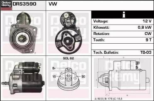 Remy DRS3590 - Стартер autocars.com.ua