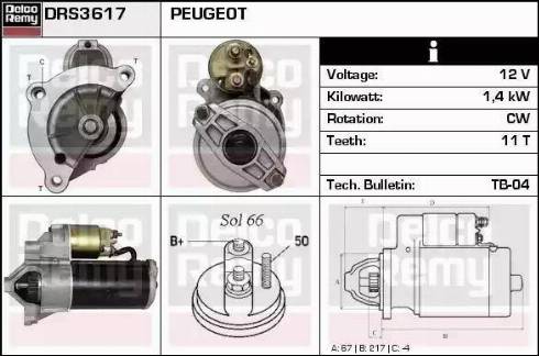 Remy DRS3617 - Стартер autocars.com.ua