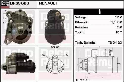 Remy DRS3623 - Стартер autocars.com.ua