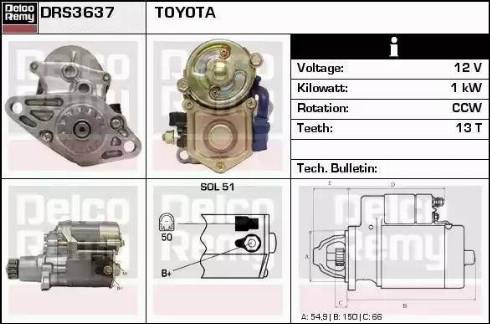 Remy DRS3637 - Стартер autocars.com.ua