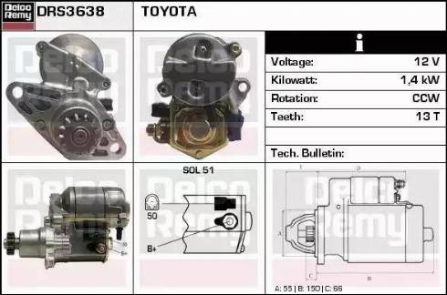 Remy DRS3638 - Стартер autocars.com.ua