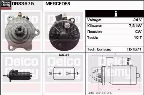 Remy DRS3675 - Стартер autocars.com.ua