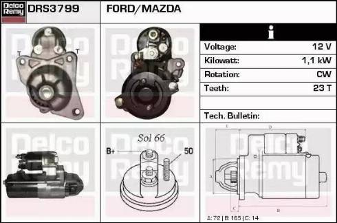 Remy DRS3799 - Стартер autocars.com.ua