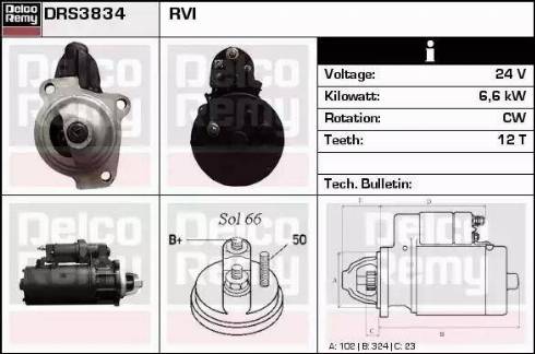 Remy DRS3834 - Стартер autocars.com.ua