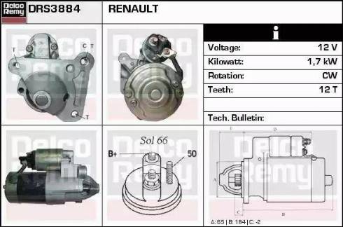 Remy DRS3884 - Стартер autocars.com.ua