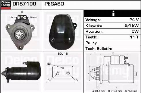 Remy DRS7100 - Стартер autocars.com.ua