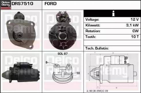 Remy DRS7510 - Стартер autocars.com.ua