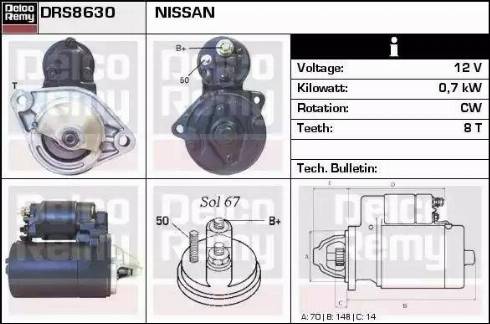 Remy DRS8630 - Стартер autocars.com.ua