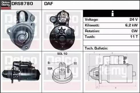 Remy DRS8780 - Стартер autocars.com.ua