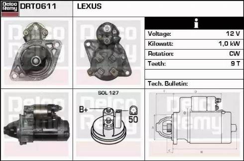 Remy DRT0611 - Стартер autocars.com.ua