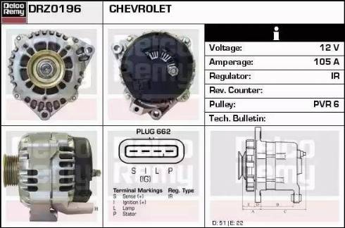 Remy DRZ0196 - Генератор autocars.com.ua