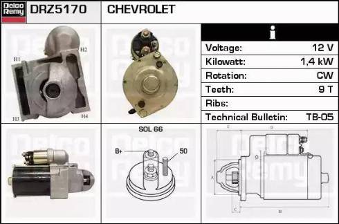 Remy DRZ5170 - Стартер autocars.com.ua