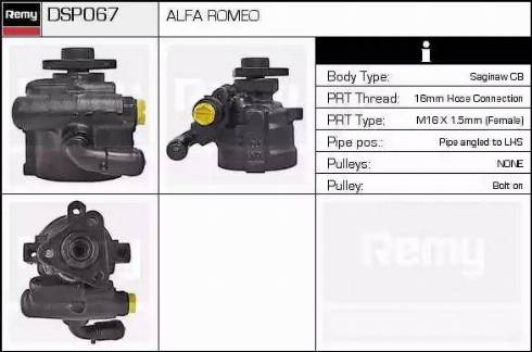 Remy DSP067 - Гідравлічний насос, рульове управління, ГУР autocars.com.ua