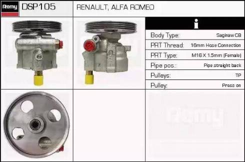 Remy DSP105 - Гідравлічний насос, рульове управління, ГУР autocars.com.ua