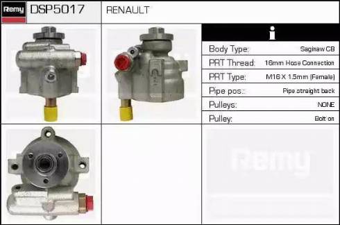 Remy DSP5017 - Гідравлічний насос, рульове управління, ГУР autocars.com.ua